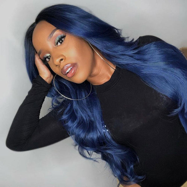 Blue wig real deals hair