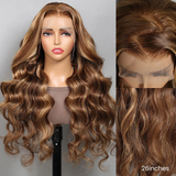 Body Wave Glueless Honey Blonde Piano Highlights Colored Human Hair Wigs