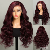 Dark Purple Plum Color Wigs Body Wave Preplucked Human Hair Wigs