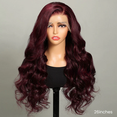 Dark Purple Plum Color Wigs Body Wave Preplucked Human Hair Wigs