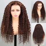 Glueless Chestnut Dark Brown Deep Wave Glueless Wig Pre Plucked 100% Human Hair Wigs