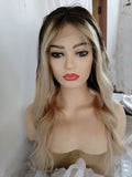 Long Brown Mixed Color Lace Front Wigs for White Women 100% Human Hair