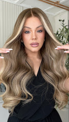 Ash Brown Wavy Wigs 100% Real Human Hair for Caucasian 180% Density