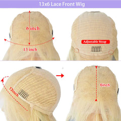 Ombre Honey Blonde Wavy Wigs 100% Real Human Hair for Caucasian 180% Density