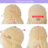 Blonde Wavy Wigs with Black Roots 100% Real Human Hair for Caucasian 180% Density