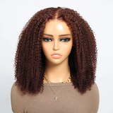 Afro Curly #33 Reddish Brown Colored Human Hair Wigs