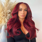 #99J Burgundy Wine Red Body Wave Glueless 4x4 Lace Human Hair Wigs