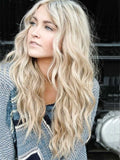 Long Blonde Wavy Lace Front Wigs for White Women 100% Human Hair