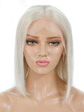 Platinum Blonde Short Bob Lace Front Wigs for White Women 100% Human Hair