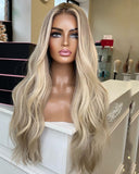 Blonde Highlights Lace Front Wigs for White Women 100% Human Hair