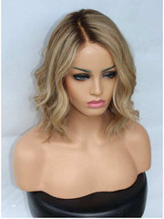 Ombre Blonde Wavy Lace Front Wigs for White Women 100% Human Hair