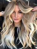 Long Wavy Ombre Blonde Human Lace Front Wigs for White Women 100% Human Hair