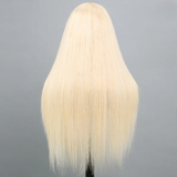 613 Blonde Layered Straight Machine Made Lightweight Human Hair Wig With Fringe (Bangs)