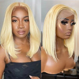 613 Blonde Straight Bob Wig with Middle Part Human Hair Wigs