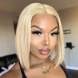 613 Blonde Straight Bob Wig with Middle Part Human Hair Wigs