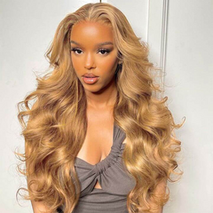 #27 Honey Blonde (Light Brown) Colored Wavy 13x4 Lace Wig 100% Human Hair