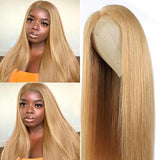 #27 Light Brown Colored Glueless Wig Straight Glueless Human Hair 4x4 Closure Wigs Free Part