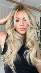 Ombre Ashy Blonde Wigs 100% Real Human Hair for Caucasian 180% Density