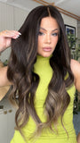 Black to Warm Gray Ombre Wigs 100% Real Human Hair for Caucasian 180% Density