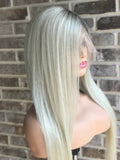 Ombre Platinum Blonde Lace Front Wigs for White Women 100% Human Hair