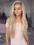 Long Ombre Blonde Human Lace Front Wigs for White Women 100% Human Wigs