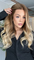 Ashy Brown Ombre Wigs 100% Real Human Hair for Caucasian 180% Density