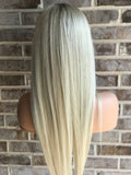 Ombre Platinum Blonde Lace Front Wigs for White Women 100% Human Hair