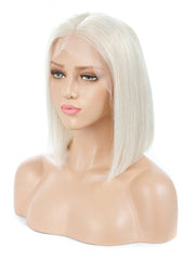 Platinum Blonde Short Bob Lace Front Wigs for White Women 100% Human Hair