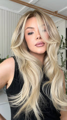 Ombre Ashy Blonde Wigs 100% Real Human Hair for Caucasian 180% Density