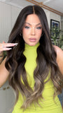 Black to Warm Gray Ombre Wigs 100% Real Human Hair for Caucasian 180% Density