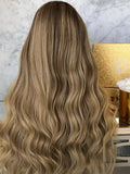 Long Ombre Brown Lace Front Wigs for White Women 100% Human Hair