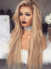 Long Ombre Blonde Human Lace Front Wigs for White Women 100% Human Wigs