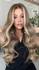 Ash Brown Wavy Wigs 100% Real Human Hair for Caucasian 180% Density