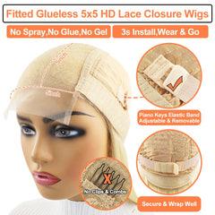 Frosted Blonde Wigs 100% Real Human Hair for Caucasian