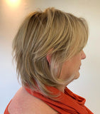 Razored Lob Haircut Wigs for Women over 50 for Women Caucasian 100% Human Hair