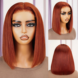 Glueless Reddish Brown Color Bob Straight Human Hair Wig