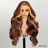 Highlight Brown Colored Loose Body Wave Human Hair Wig