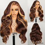 Highlight Brown Colored Loose Body Wave Human Hair Wig