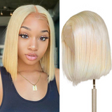 613 Blonde Straight Bob Wig with Middle Part Human Hair Wigs