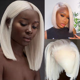 White Bob Short Human Hair Lace Front Wigs for Black Women