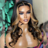 Ombre Highlight Colored Lace Front Wigs for Black Women 100% Human Hair