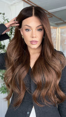 Brunette Wigs 100% Real Human Hair for Caucasian 180% Density