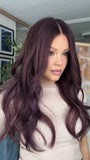 Wine Red Wigs 100% Real Human Hair for Caucasian 180% Density