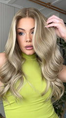 Pale Blonde Highlights Wigs 100% Real Human Hair for Caucasian 180% Density