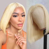 613 Blonde Straight Bob Wig with Middle Part Human Hair Wigs