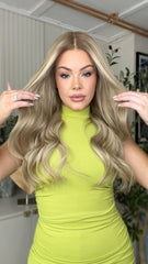 Pale Blonde Highlights Wigs 100% Real Human Hair for Caucasian 180% Density