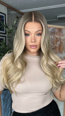 Ombre Ashy Blonde Wigs 100% Real Human Hair for Caucasian 180% Density