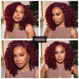 #99J Colored Jerry Curly Burgundy 13x4 Lace Front Human Hair Wig