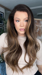 Brown Highlights Wigs 100% Real Human Hair for Caucasian 180% Density