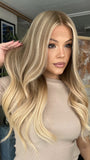 Dirty Blonde Highlights Wigs 100% Real Human Hair for Caucasian 180% Density